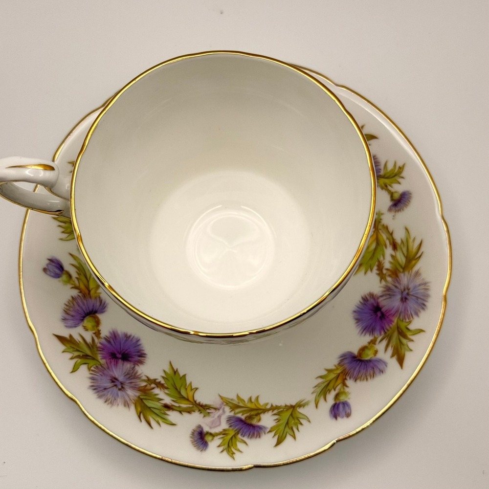 Vintage 1950s Paragon Highland Queen Thistle Teacup & Saucer Set - Picture 3 of 6
